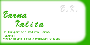 barna kalita business card